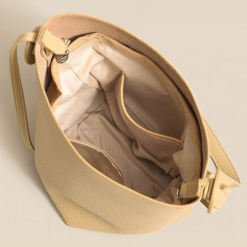 Commuter Bucket Bag Soft Leather Tote Bag