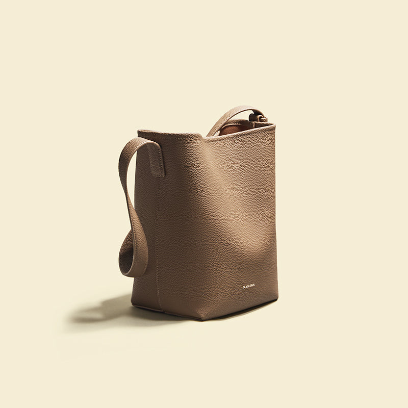 Regina Top Grain Leather Soft Tote Bag Top Grain Leather Commuter Bucket Bag