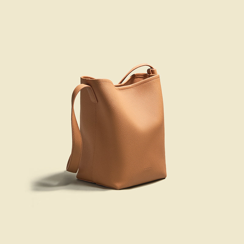 Regina Top Grain Leather Soft Tote Bag Top Grain Leather Commuter Bucket Bag