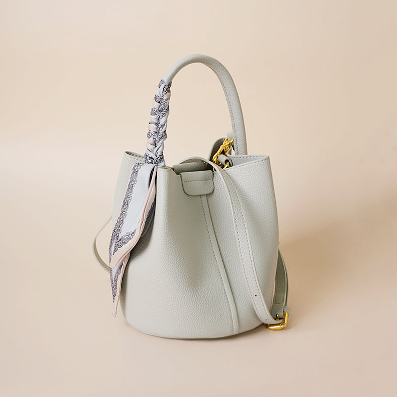Commuter Soft Bucket Bag Leather Fashion Top Grain Leather Vegetable Basket Crossbody Bag