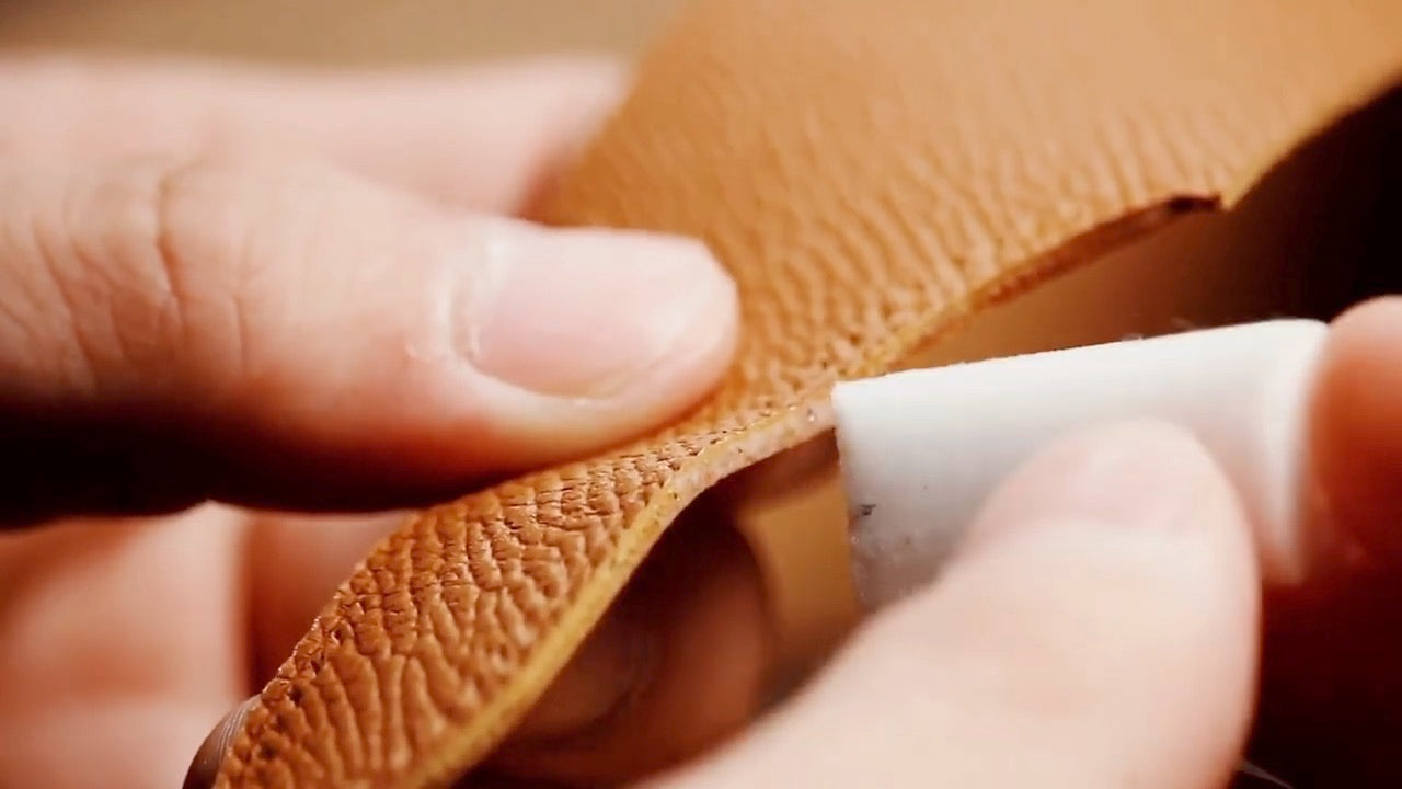 Load video: How to make a handmade leather bag? Regina leather purse