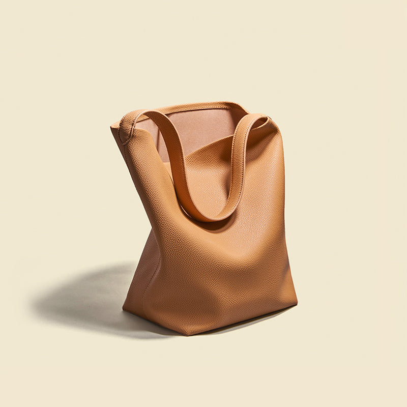Soft Leather Tote Bag Top Grain Leather Large Capacity For Commuter