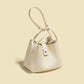 Large Capacity Leather Bucket Bag Totes Top Grain Leather Vegetable Basket Bag For Commuter